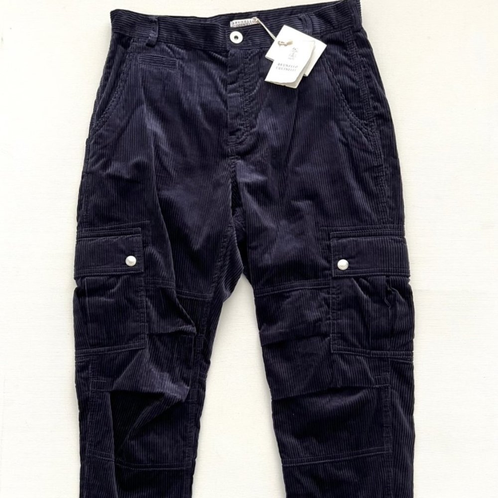 Brunello Cucinelly Boy's Corduroy  Pants Navy Blue ( 12+)